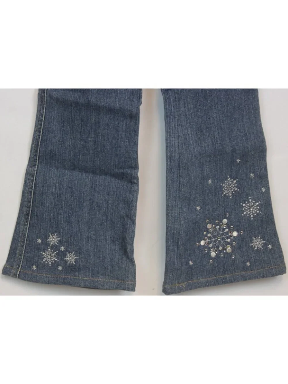 2007 Gymboree Snow Princess Denim Jeans sz 5 Silver snowflakes Embroider Rhinest